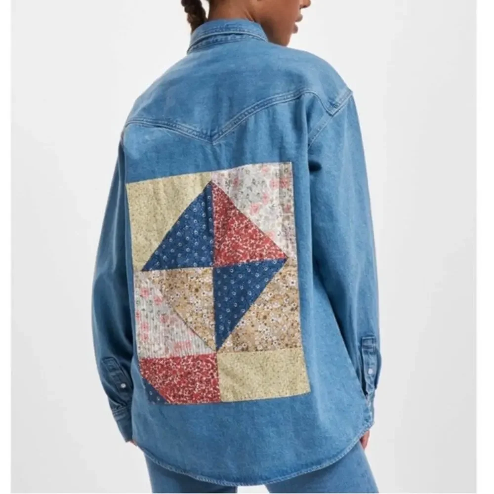 Levi’s Shirt Dorsey‎ Patchwork Western Button Down Pearl Snap S New